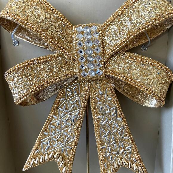 Gold & Silver Rhinestone BOW Tree Topper Glam CHRISTMAS Decor BY 34th & Pine New - Picture 8 of 14